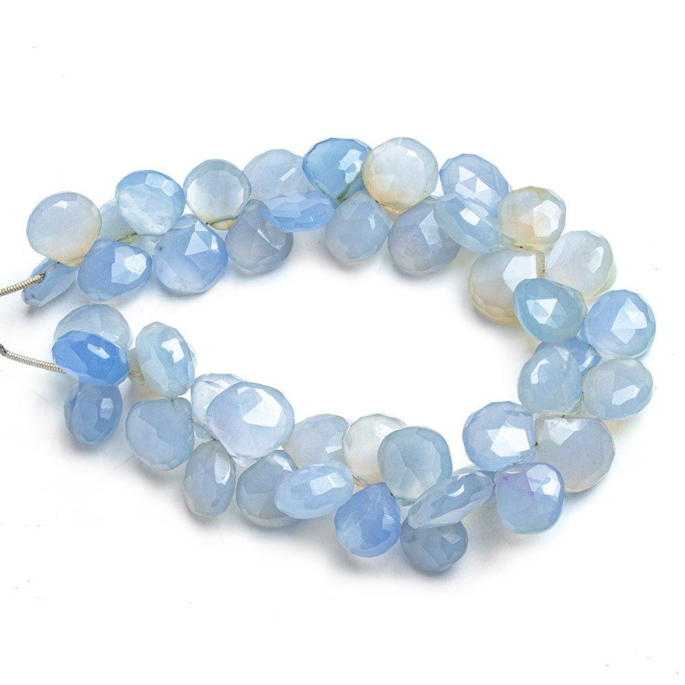 Blue Chalcedony Faceted Heart Beads 8 inch 45 pieces - The Bead Traders