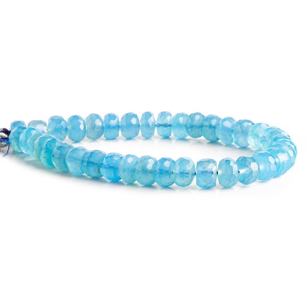 Blue Chalcedony Faceted Rondelle Beads 8 inch 38 pieces - The Bead Traders