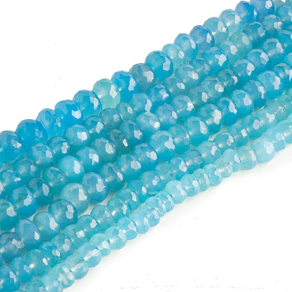 Blue Chalcedony Faceted Rondelles - Lot of 6 - The Bead Traders