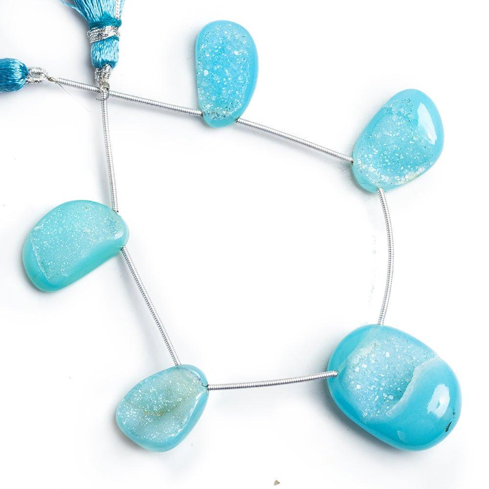 Blue Drusy Nugget Beads 6 inch 5 pieces - The Bead Traders
