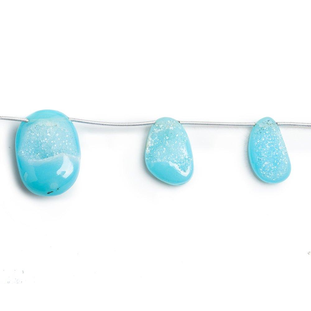 Blue Drusy Nugget Beads 6 inch 5 pieces - The Bead Traders