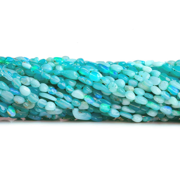 Blue Ethiopian Opal Plain Nuggets 15 inch 55 beads