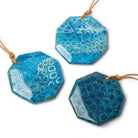 Blue Fossilized Coral Plain Hexagon Focal Bead 1 piece - The Bead Traders