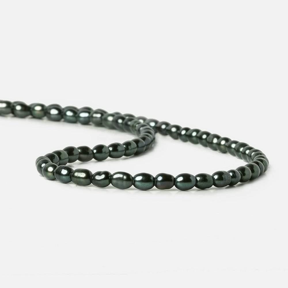 Blue Green Peacock Large Hole Oval Freshwater Pearls 1.5mm drill hole 15 inch 60 pcs - The Bead Traders
