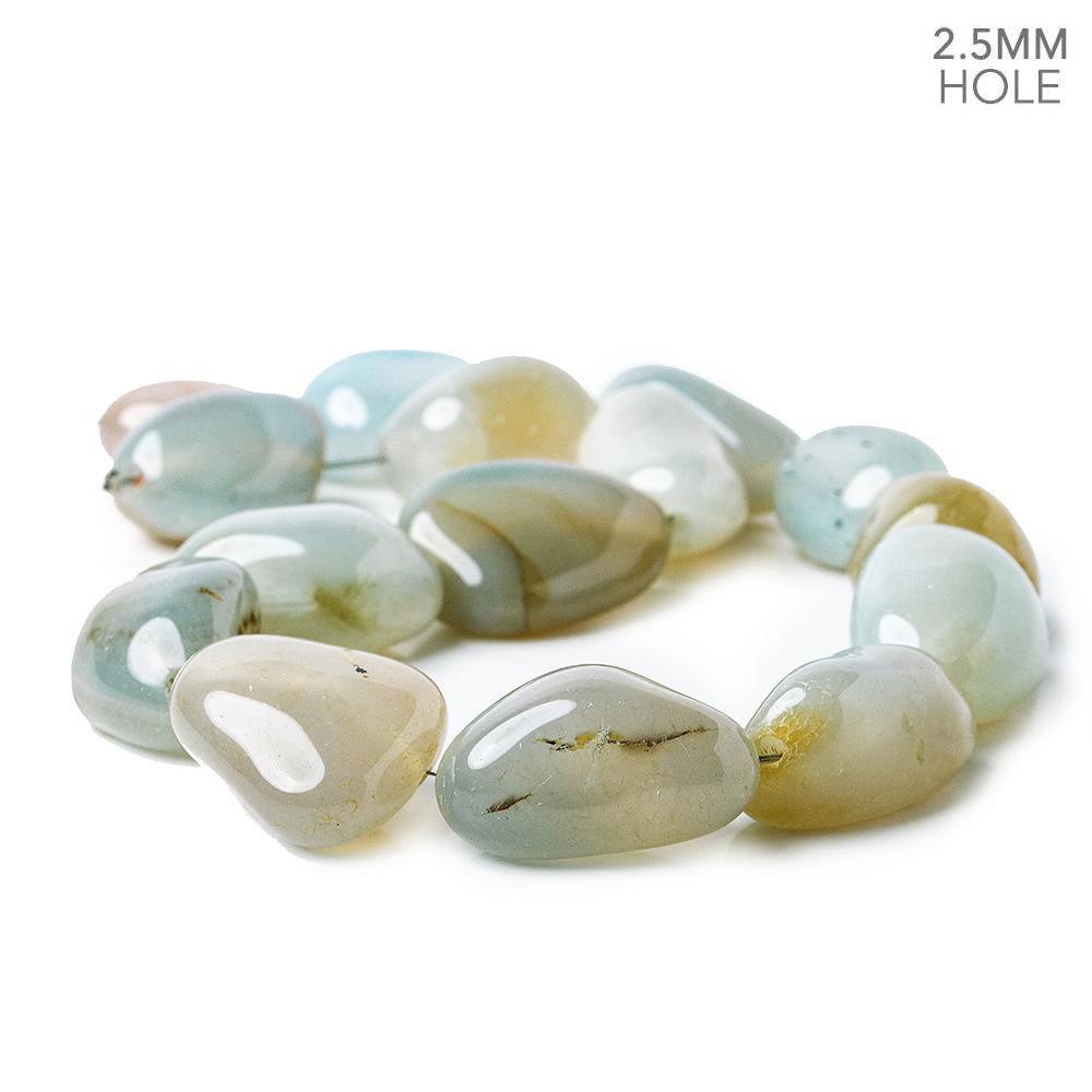 Blue Grey Agate 2.5mm Large Hole Plain Nugget Beads 15 inch - The Bead Traders