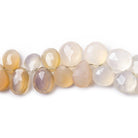 Blue Grey Chalcedony Faceted Pear & Heart Beads, 5.5" length, 10x7-13x10mm & 10x10mm avg, 31 pieces - The Bead Traders