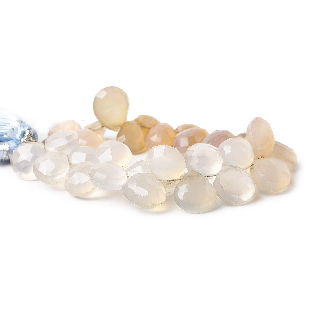 Blue Grey Chalcedony Faceted Pear & Heart Beads, 5.5" length, 10x7-13x10mm & 10x10mm avg, 31 pieces - The Bead Traders
