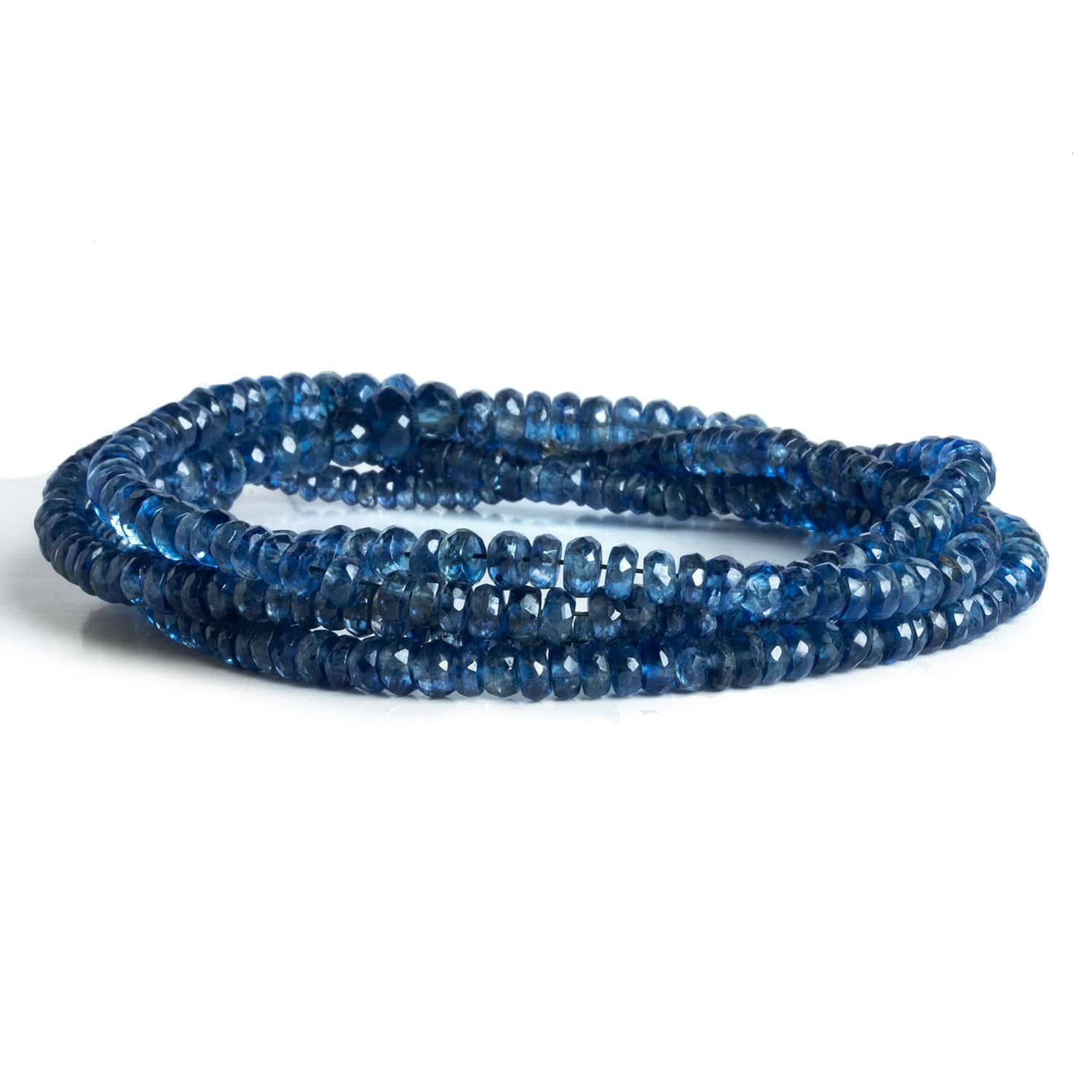 Blue Kyanite Faceted Rondelle Beads 16 inch 180 pieces - The Bead Traders