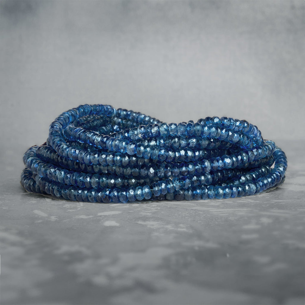 Blue Kyanite Faceted Rondelle Beads 16 inch 180 pieces - The Bead Traders