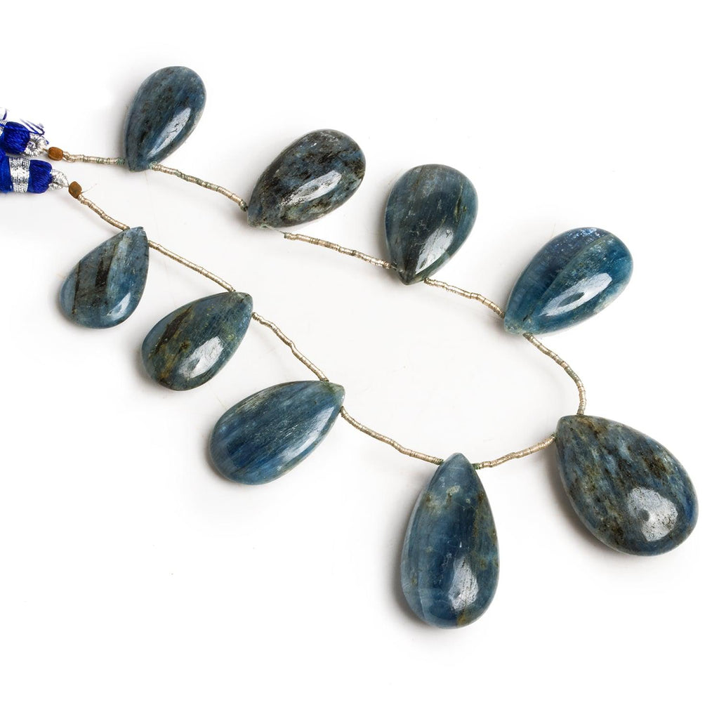 Blue Kyanite Plain Pears 7 inch 9 beads - The Bead Traders