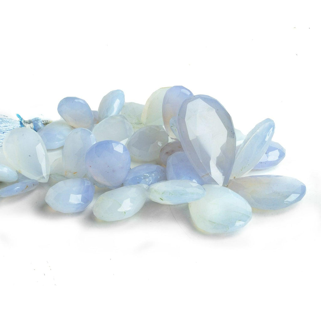Blue Lace Agate Faceted Pears 7 inch 30 beads - The Bead Traders