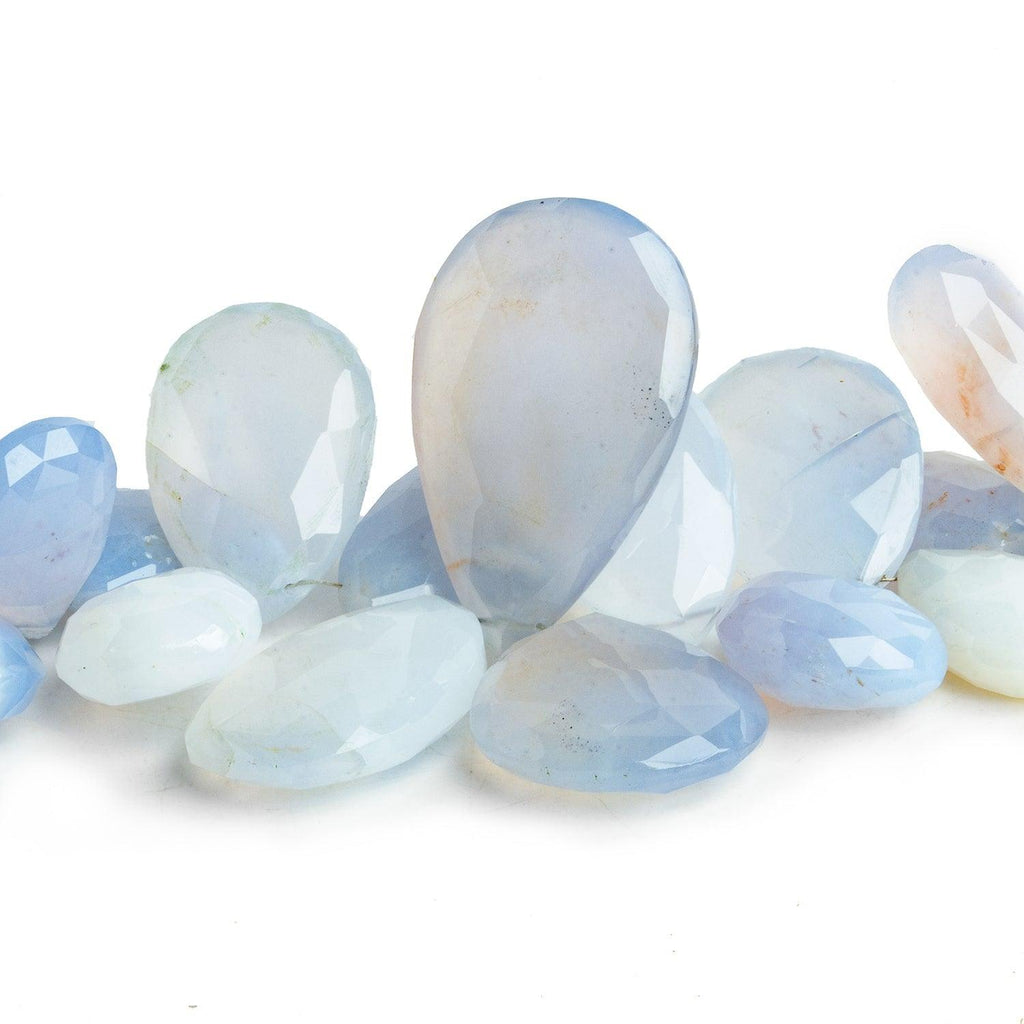 Blue Lace Agate Faceted Pears 7 inch 30 beads - The Bead Traders