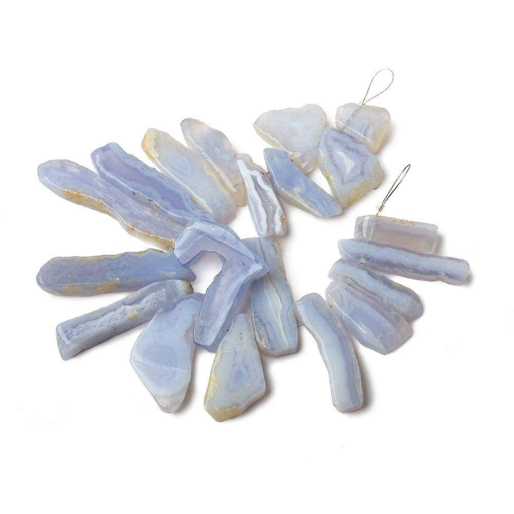 Blue Lace Agate Plain Free Form Beads 6 inch 20 pieces - The Bead Traders