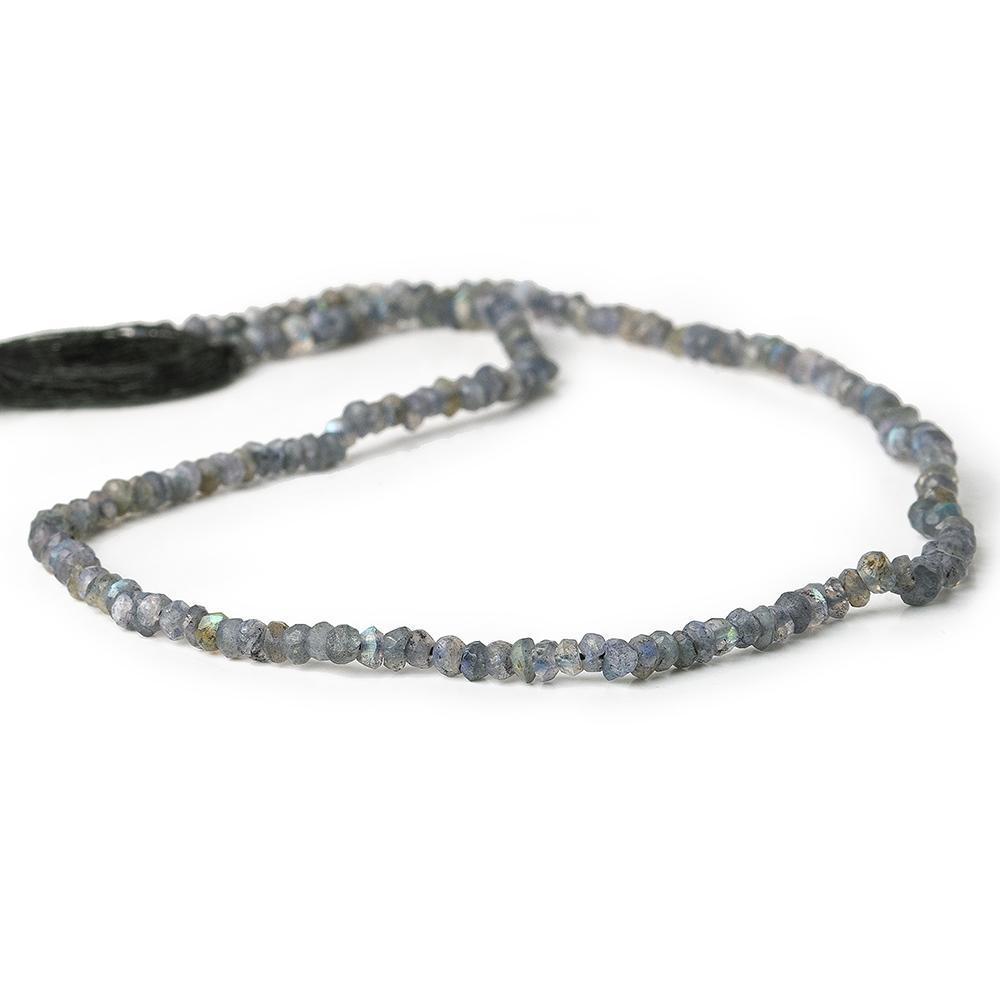 Blue Mystic Labradorite native cut faceted rondelle 13 inch 140 beads - The Bead Traders