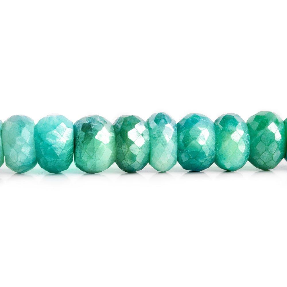 Blue Mystic Moonstone Faceted Rondelle Beads 8 inch 32 pieces - The Bead Traders