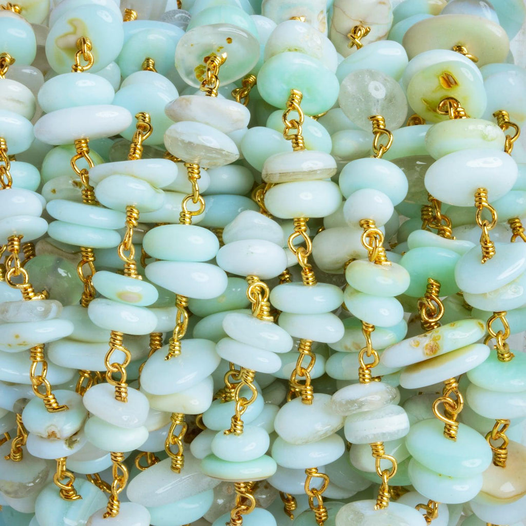 Blue Opal Double Nugget Gold Chain 54 pieces - The Bead Traders