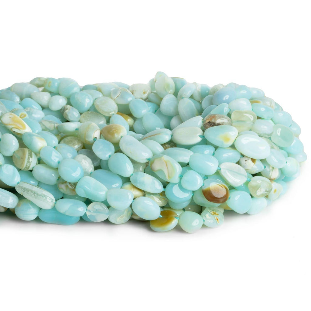 Blue Opal Plain Nuggets 12 inch 35 beads - The Bead Traders
