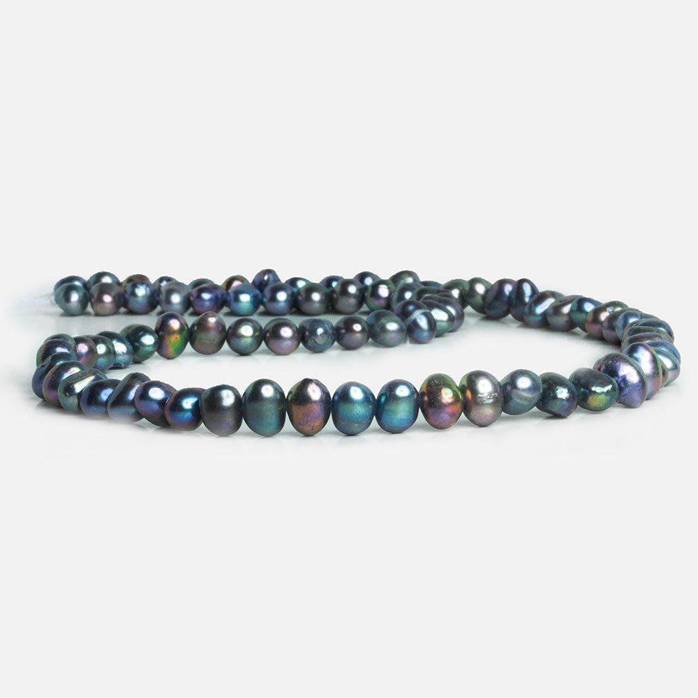 Blue Peacock Baroque Freshwater Pearls 15 inch 80 pieces - The Bead Traders