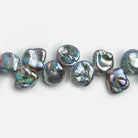 Blue Peacock Keshi Freshwater Pearls 16 inch 55 pieces - The Bead Traders