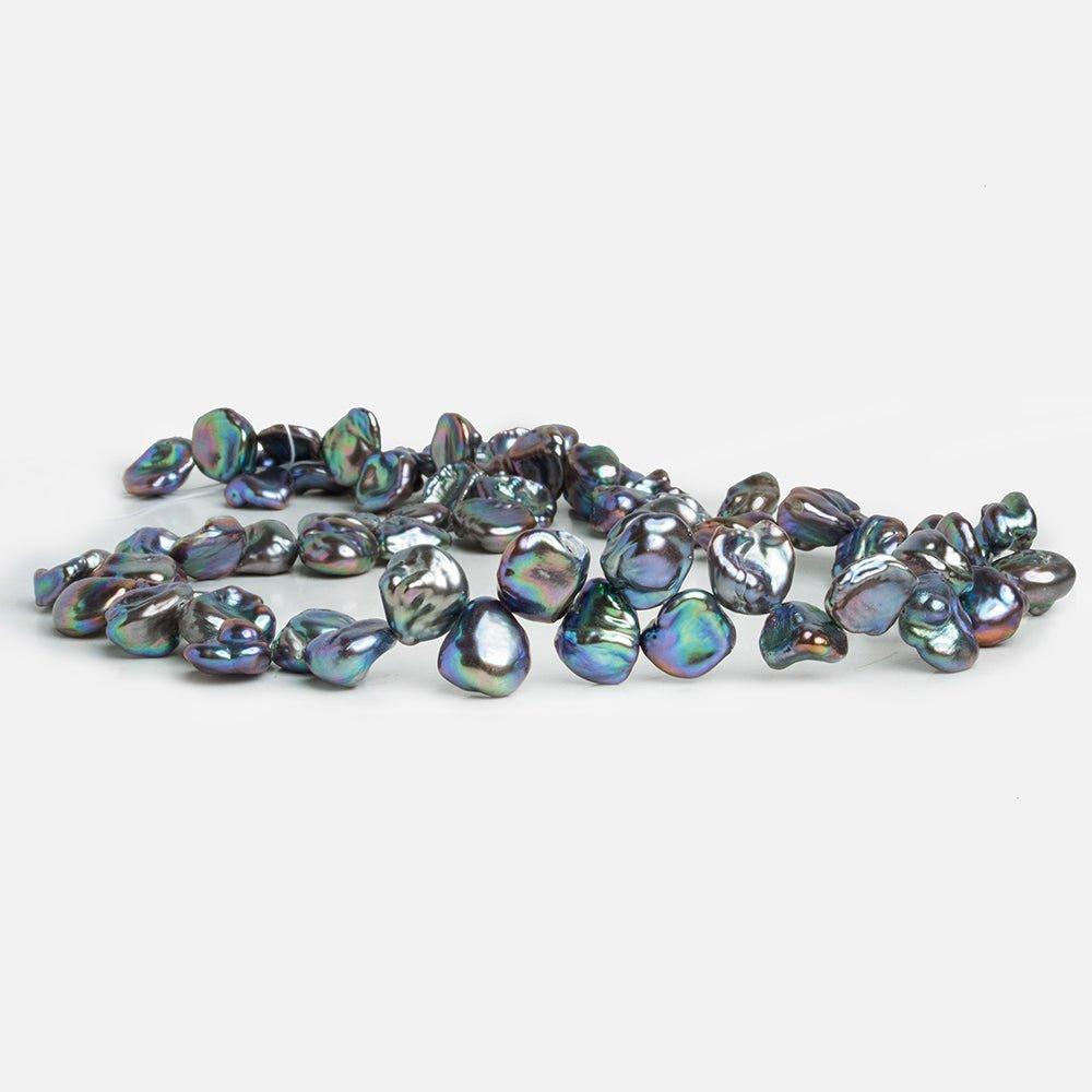 Blue Peacock Keshi Freshwater Pearls 16 inch 55 pieces - The Bead Traders