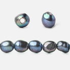 Blue Peacock Straight Drilled Large Hole Baroque Freshwater Pearls 15 inch - The Bead Traders