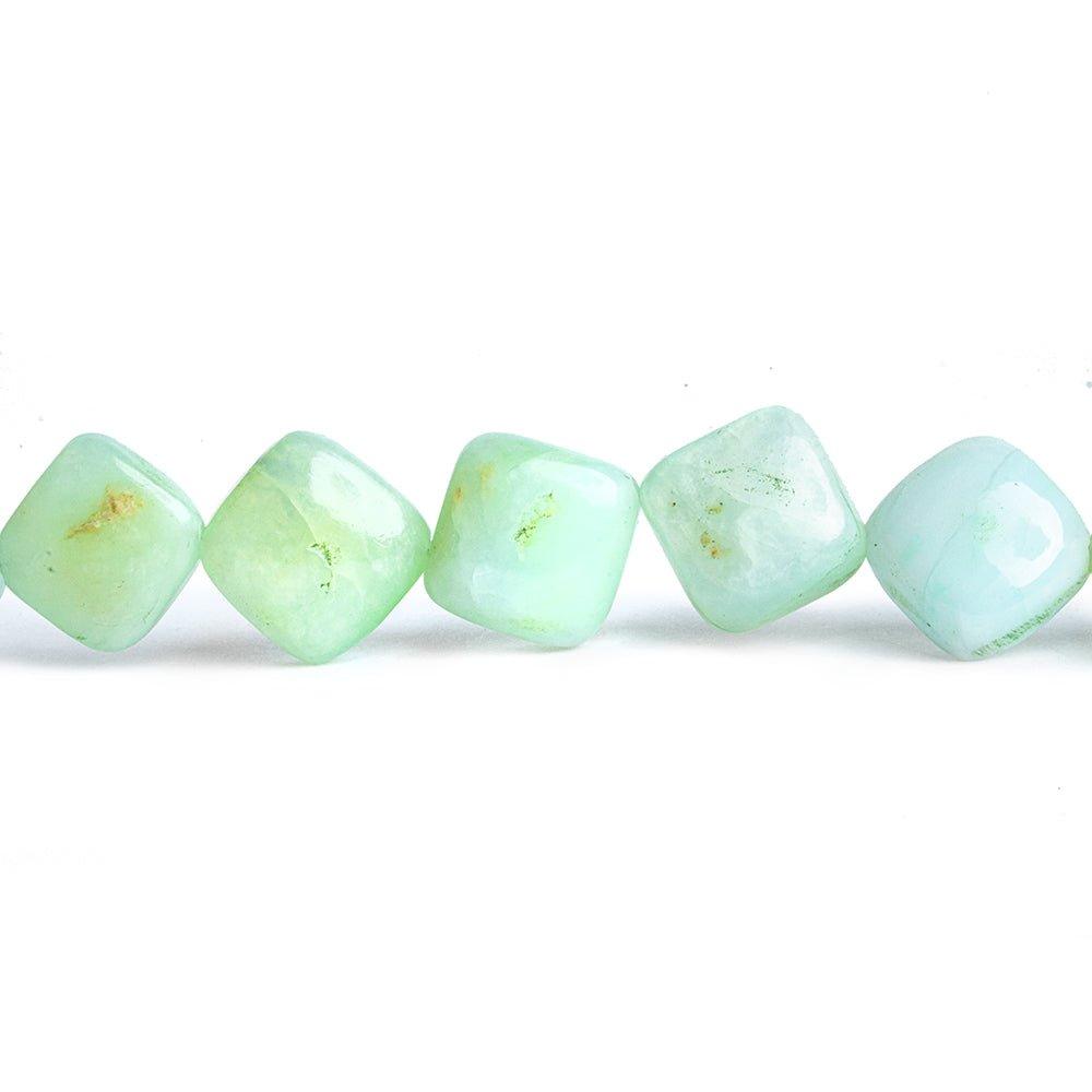 Blue Peruvian Opal Corner Drilled Plain Square Beads 8 inch 19 pieces - The Bead Traders