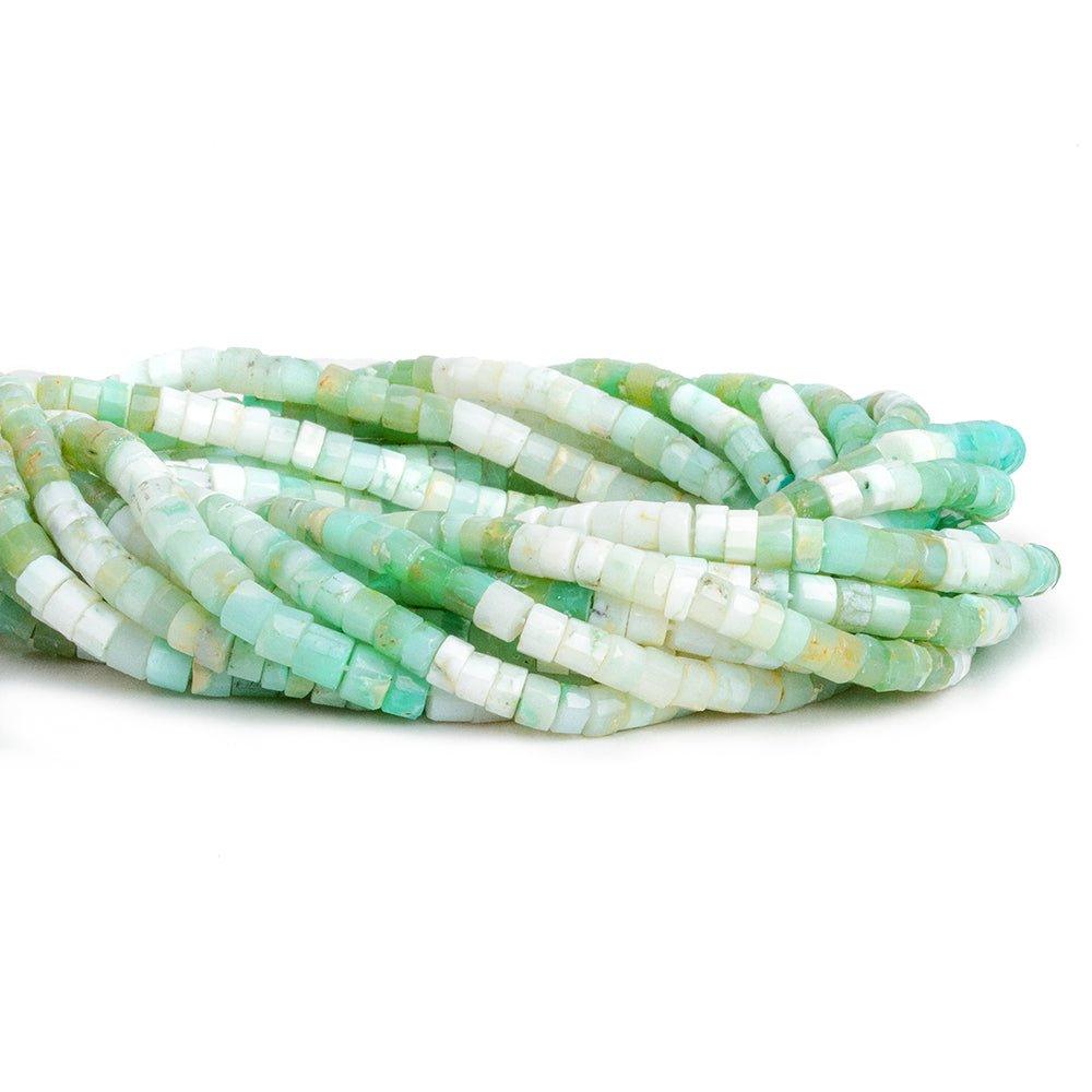 Blue Peruvian Opal Faceted Heishi Beads 14 inch 80 pieces - The Bead Traders