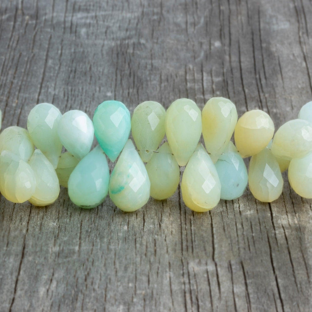 Blue Peruvian Opal Faceted Teardrops 5 inch 38 beads - The Bead Traders