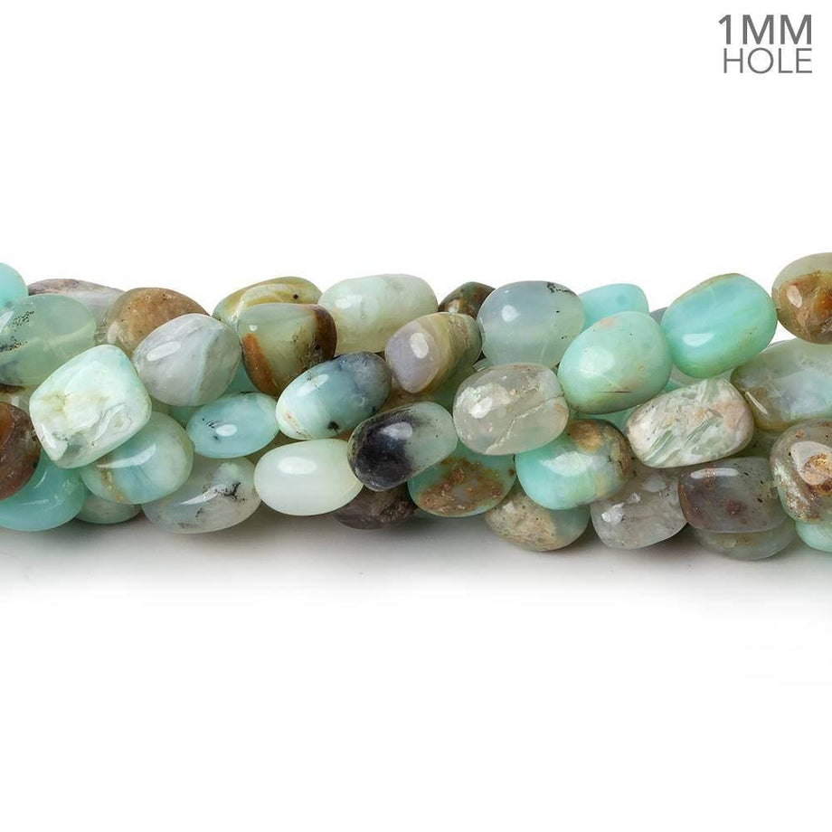 Blue Peruvian Opal plain nuggets 15 inch 49 beads – The Bead Traders