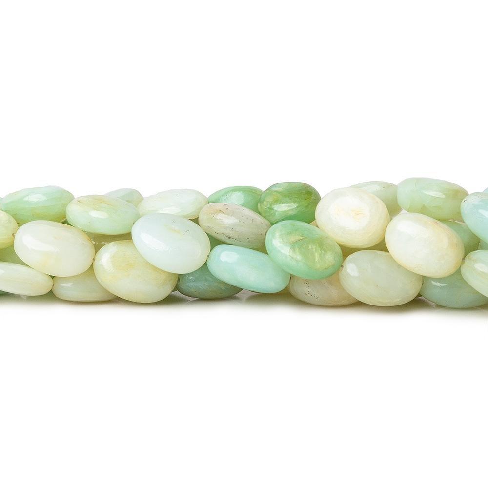 Blue Peruvian Opal plain oval beads 18 inch 40 pieces - The Bead Traders