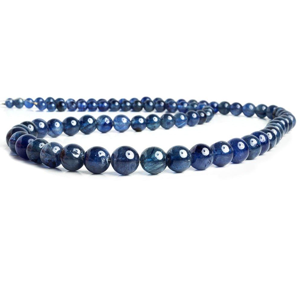 Blue Sapphire Plain Round Beads 18 inch 83 pieces - The Bead Traders