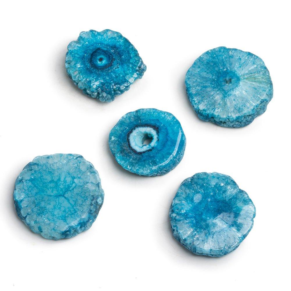 Blue Solar Quartz Slice Focal Bead Lot of 5 - The Bead Traders