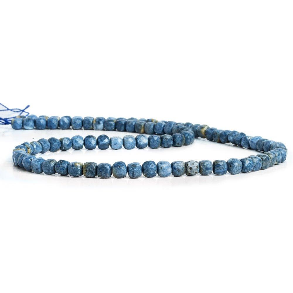 Blue Sponge Coral Faceted Cube Beads 15 inch 90 pieces - The Bead Traders