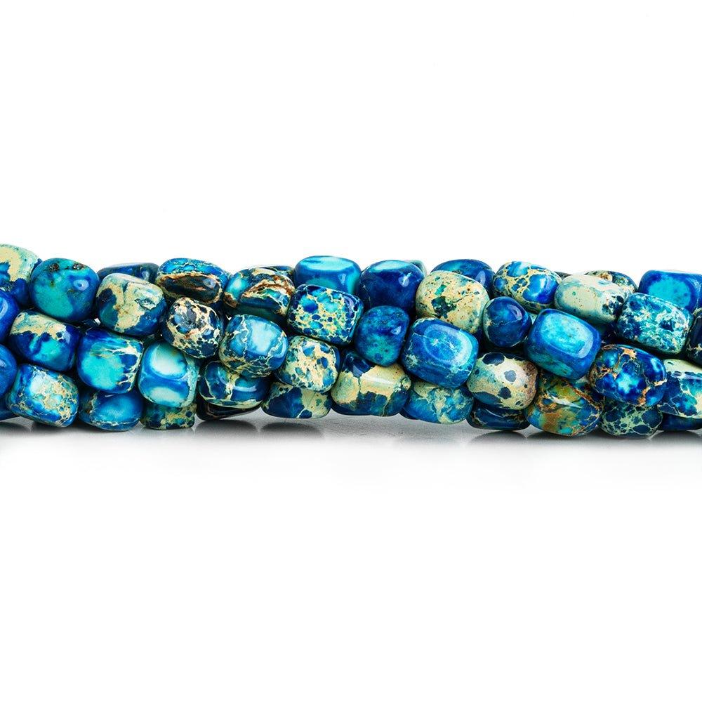 Blue & Tan Impression Jasper Cube Nuggets 15 inch 55 pieces - The Bead Traders