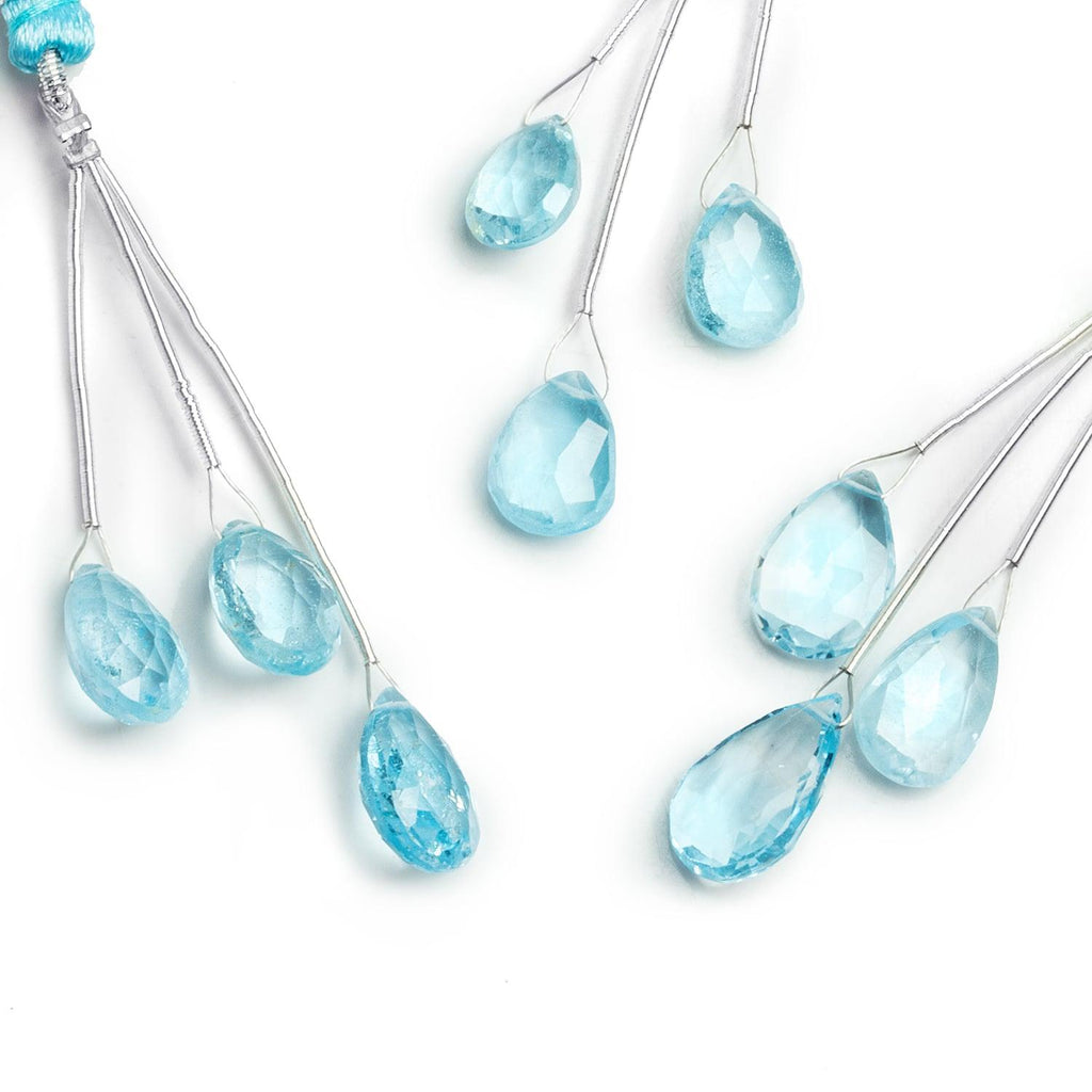 Blue Topaz Faceted Teardrop Focal Beads 3 Pieces - The Bead Traders