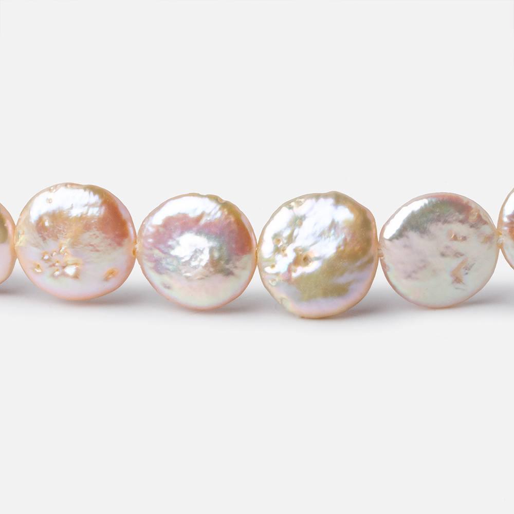 Blush Peach Coin Freshwater Pearl 16 inch 37 pieces 9.5-10.5mm - The Bead Traders