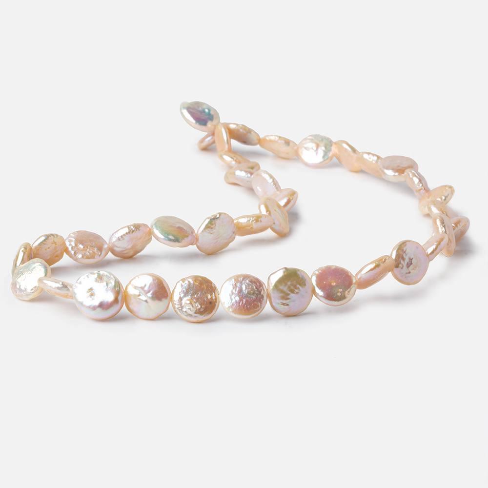 Blush Peach Coin Freshwater Pearl 16 inch 37 pieces 9.5-10.5mm - The Bead Traders