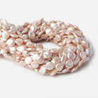 Blush Peach Coin Freshwater Pearl 16 inch 37 pieces 9.5-10.5mm - The Bead Traders