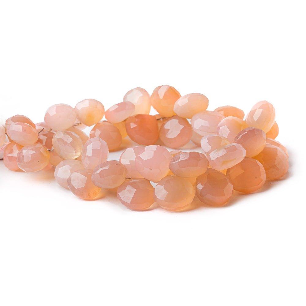 Blush Pink Chalcedony faceted hearts 8 inch 9x9-11x11mm 52 beads - The Bead Traders