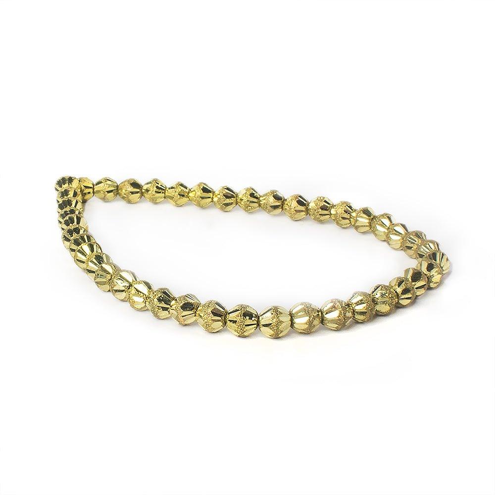 Brass Round 5mm Nugget Bead Stardust & Plain Groves, 8" length, 43 pcs - The Bead Traders