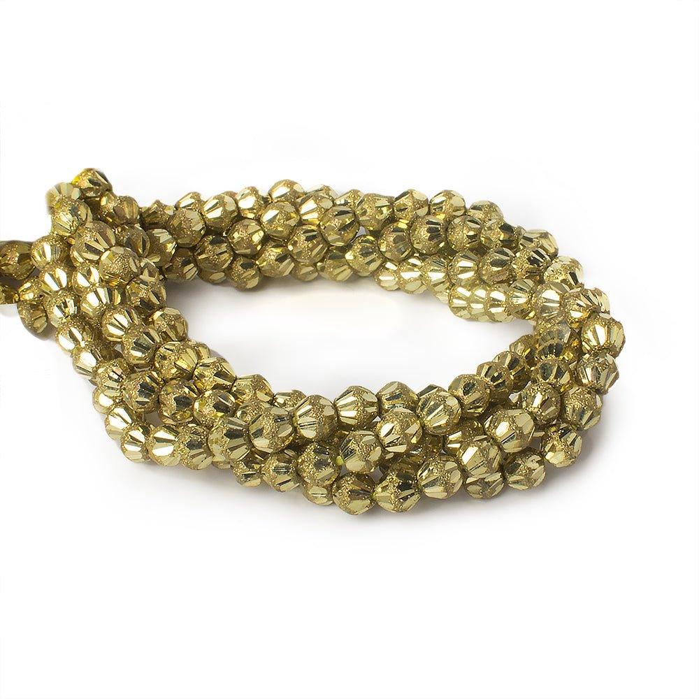 Brass Round 5mm Nugget Bead Stardust & Plain Groves, 8" length, 43 pcs - The Bead Traders