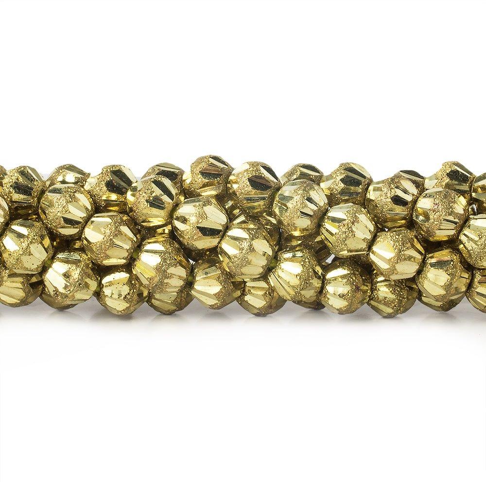Brass Round 5mm Nugget Bead Stardust & Plain Groves, 8" length, 43 pcs - The Bead Traders