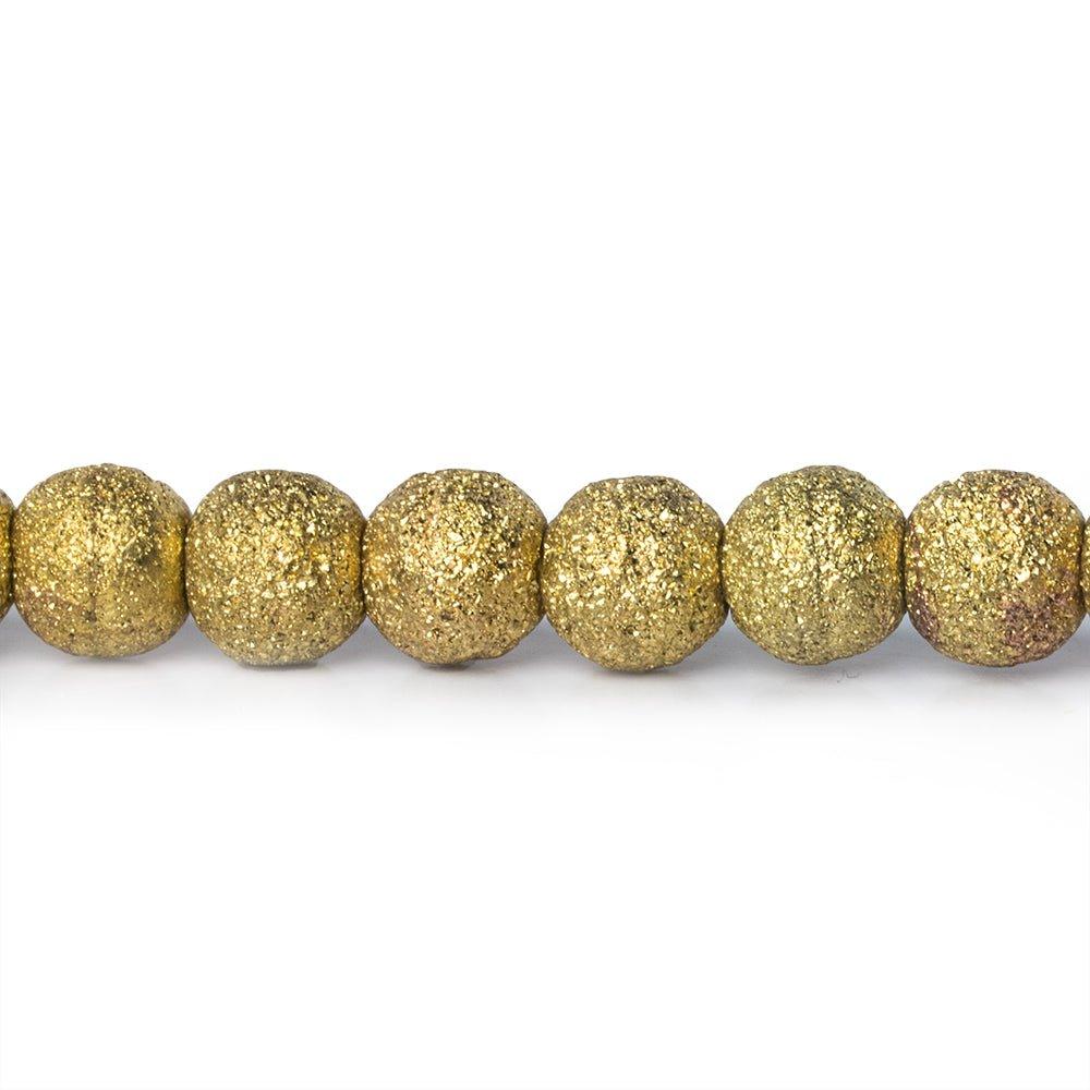 Brass Round 6mm Stardust Bead, 8" length, 35 pcs - The Bead Traders