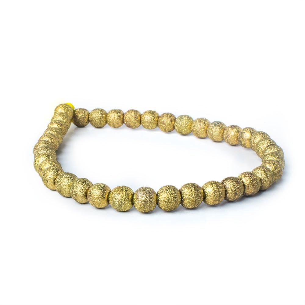 Brass Round 6mm Stardust Bead, 8" length, 35 pcs - The Bead Traders
