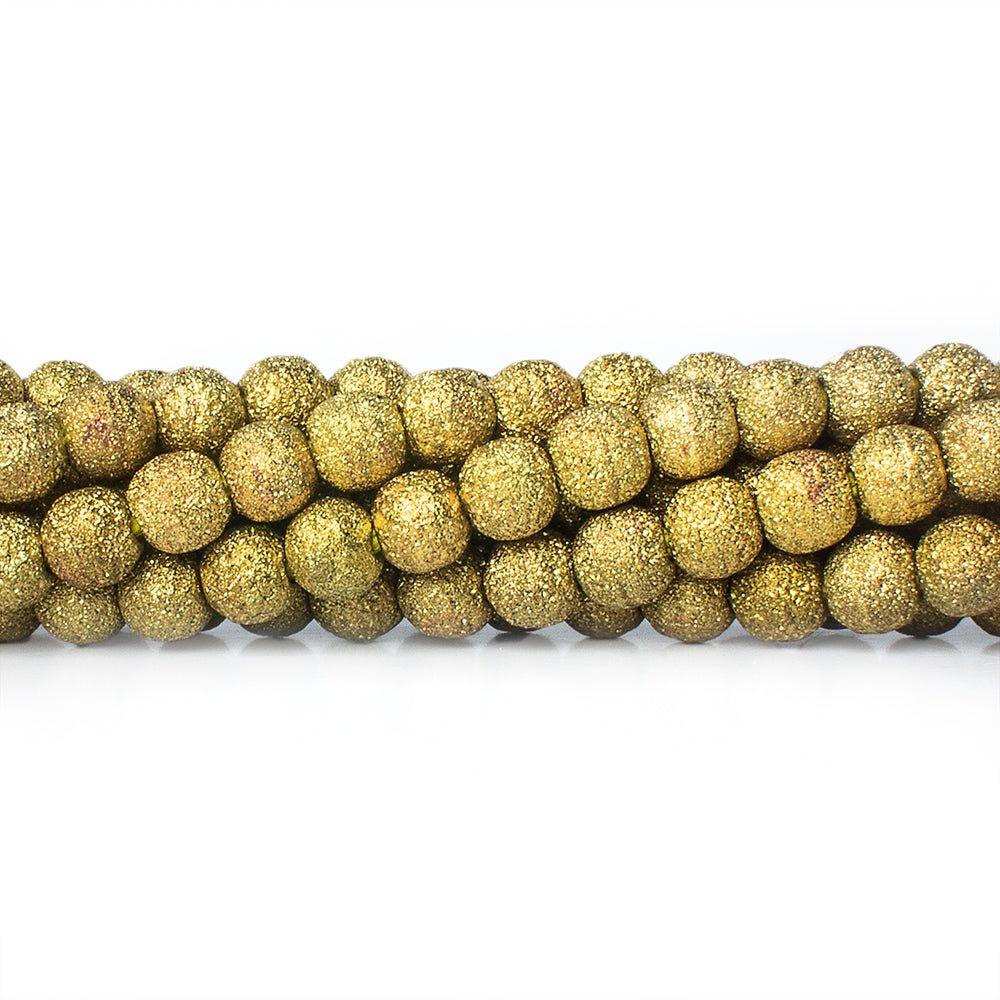 Brass Round 6mm Stardust Bead, 8" length, 35 pcs - The Bead Traders