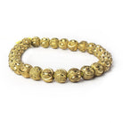Brass Round 8mm Satin Bead Diamond Cut Elipses, 8" length, 28 pcs - The Bead Traders