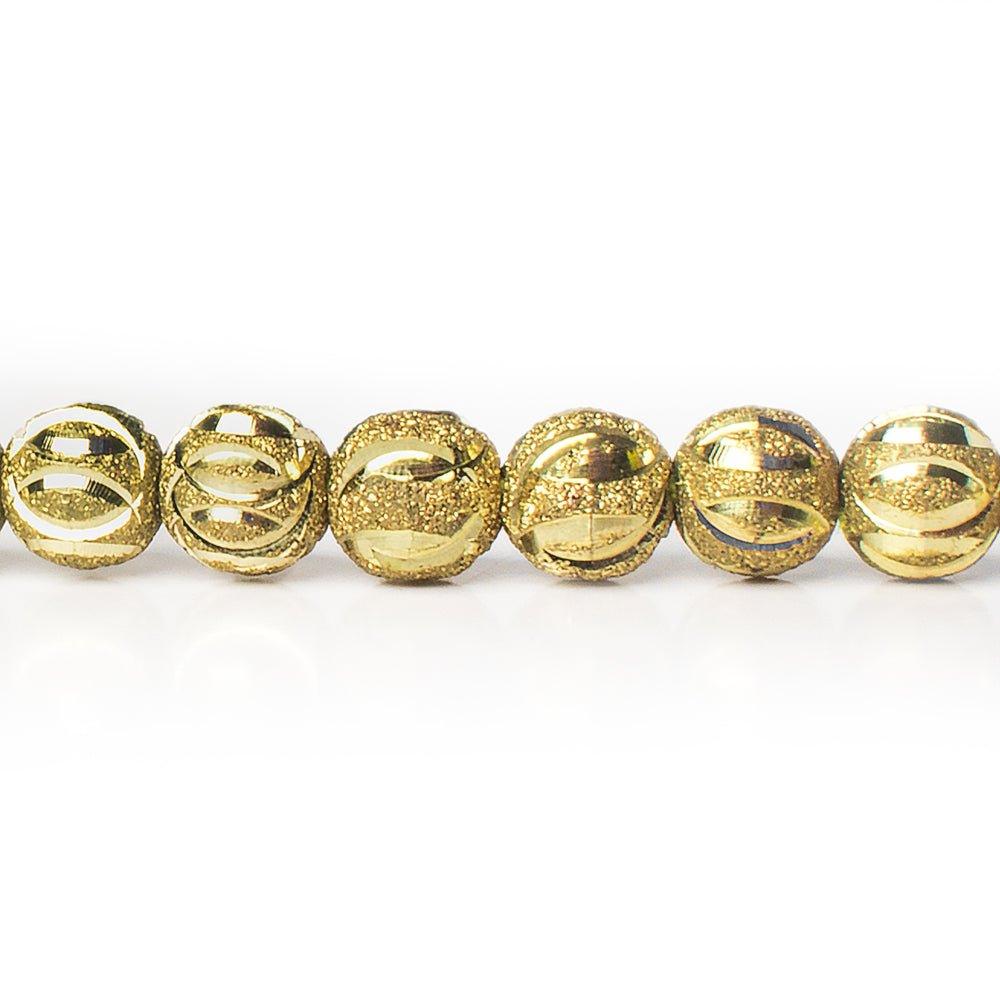 Brass Round 8mm Satin Bead Diamond Cut Elipses, 8" length, 28 pcs - The Bead Traders