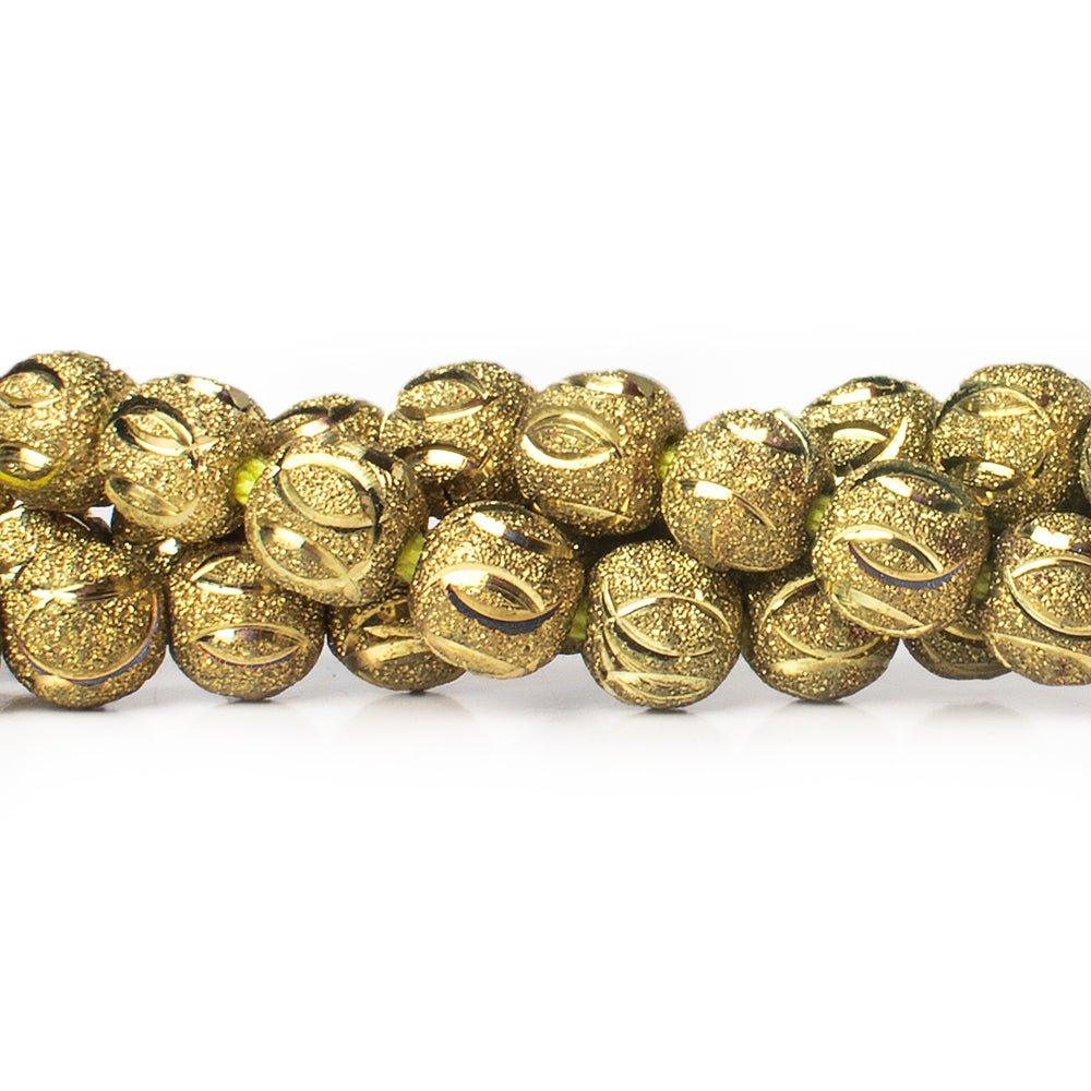 Brass Round 8mm Satin Bead Diamond Cut Elipses, 8" length, 28 pcs - The Bead Traders