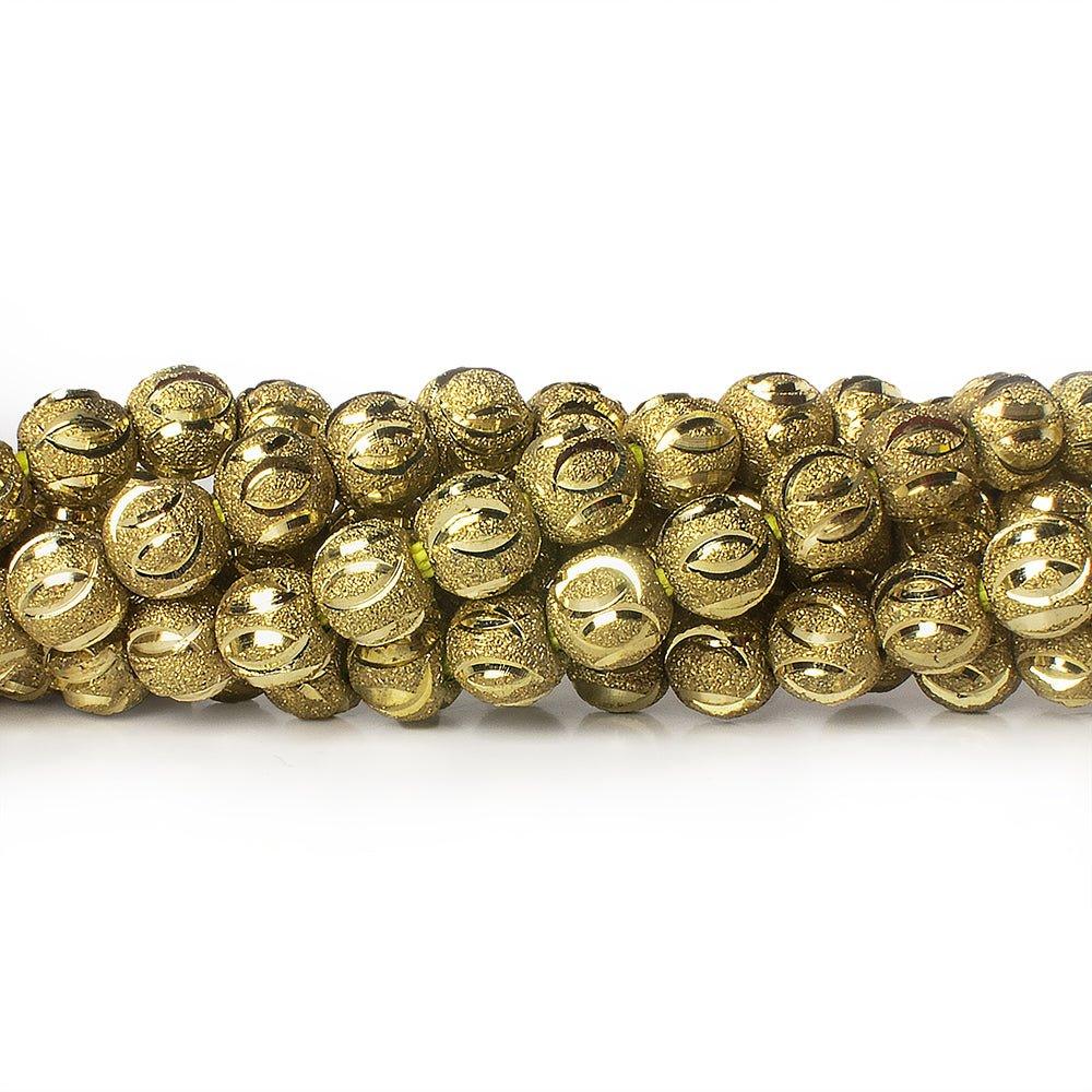 Brass Round 8mm Stardust Bead Diamond Cut Elipses, 8" length, 29 pcs - The Bead Traders