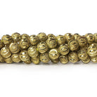 Brass Round 8mm Stardust Bead Diamond Cut Elipses, 8" length, 29 pcs - The Bead Traders